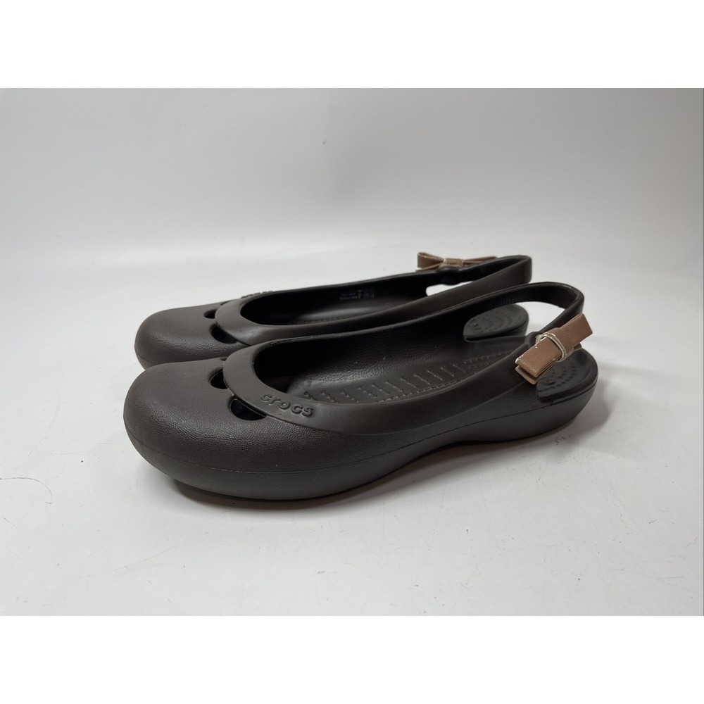 Crocs 202375 Jayna Bow Ballet Slingback Brown/Tan Size W 8